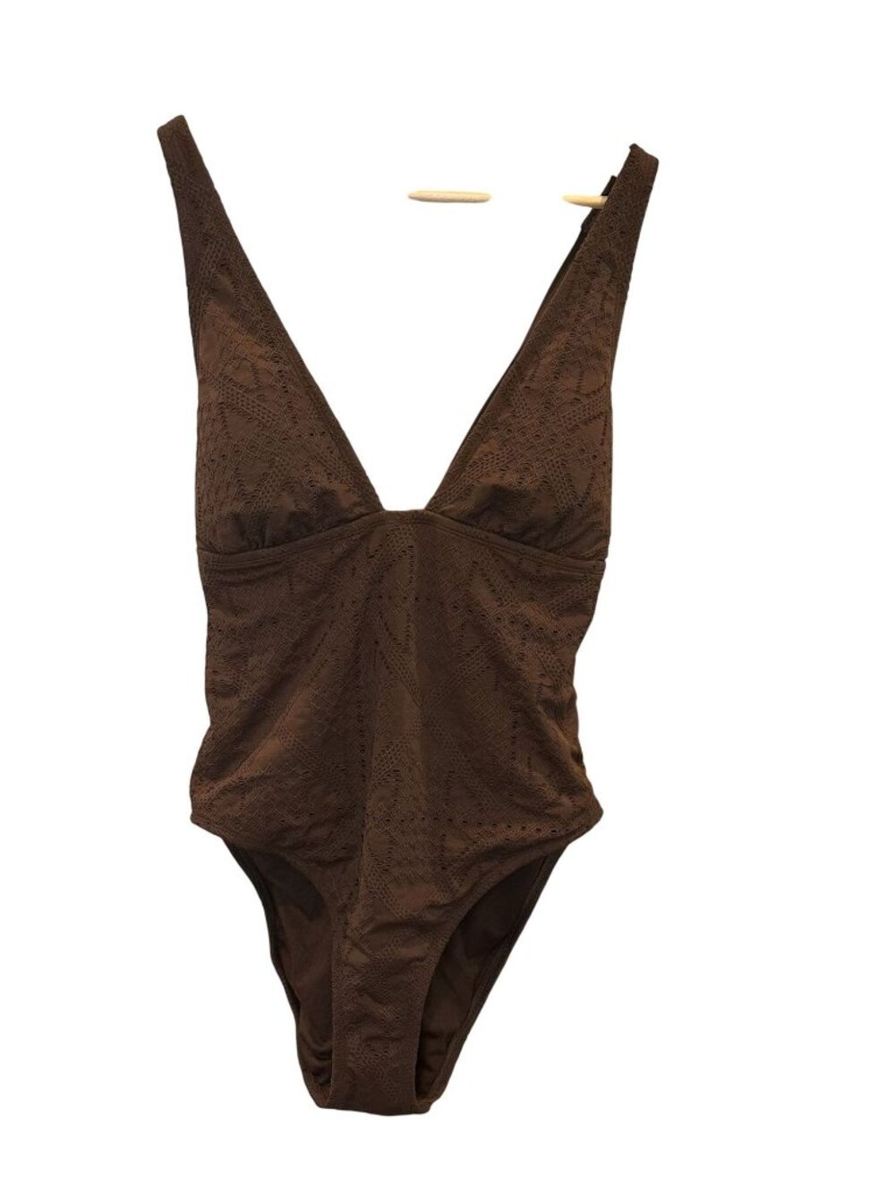 Shade & Shore Women's  Sz 16  XL Brown V-Neck Swimsuit One Piece High-Leg